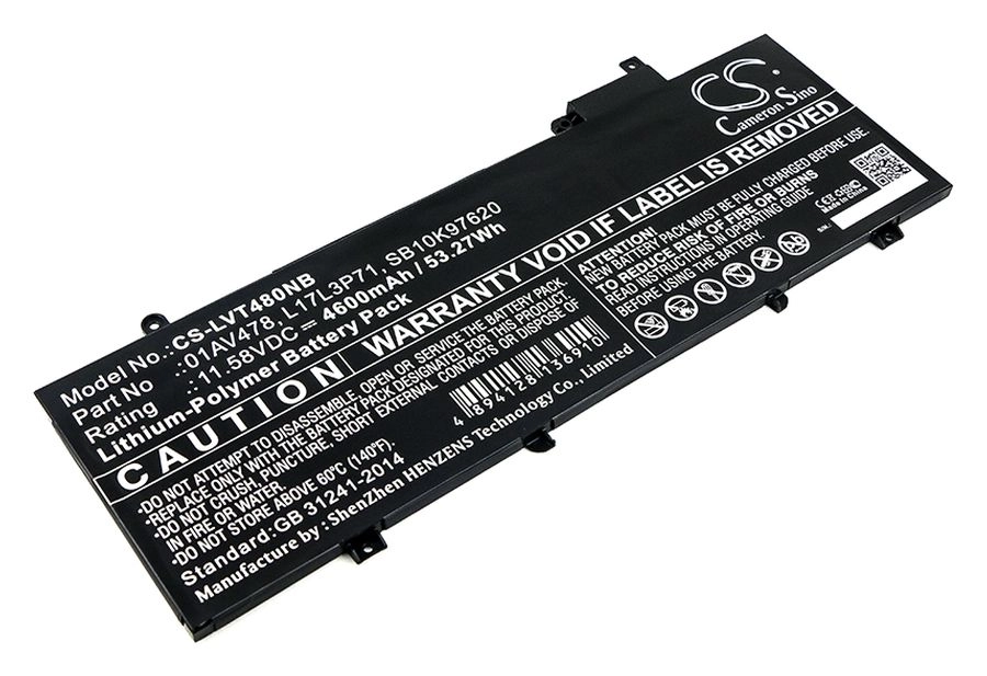 Аккумуляторная батарея CameronSino CS-LVT480NB для Lenovo ThinkPad T480s, 11.6V, 4600mAh, черный