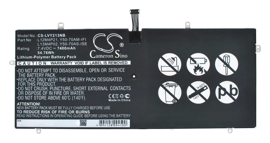 

Аккумуляторная батарея CameronSino CS-LVY213NB для Lenovo IdeaPad Yoga 2 Pro 13, 7.4V, 7400mAh, черный/серебристый, CS-LVY213NB