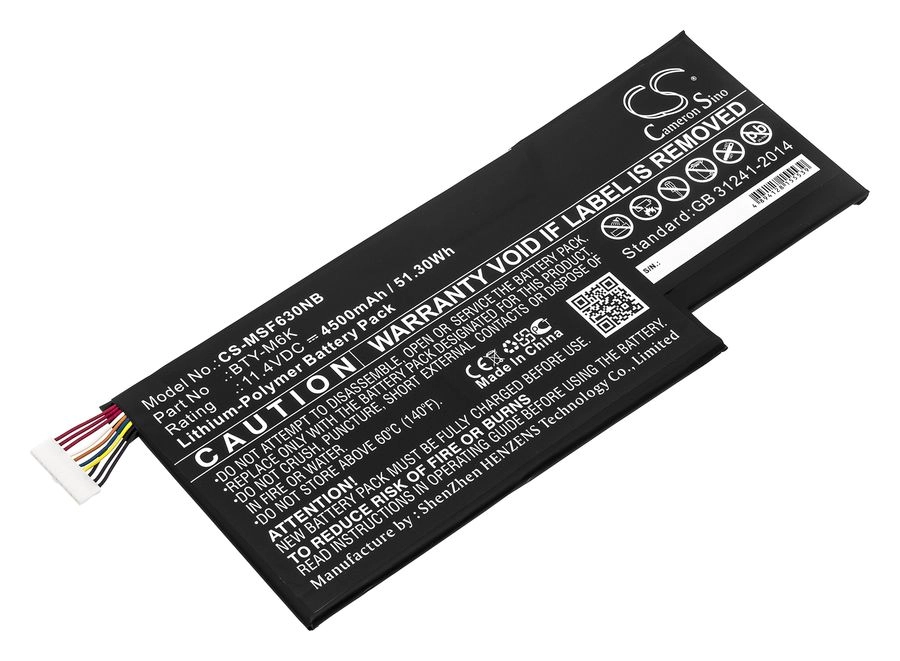 

Аккумуляторная батарея CameronSino CS-MSF630NB для MSI GF63, GF75, 11.4V, 4500mAh, черный, CS-MSF630NB