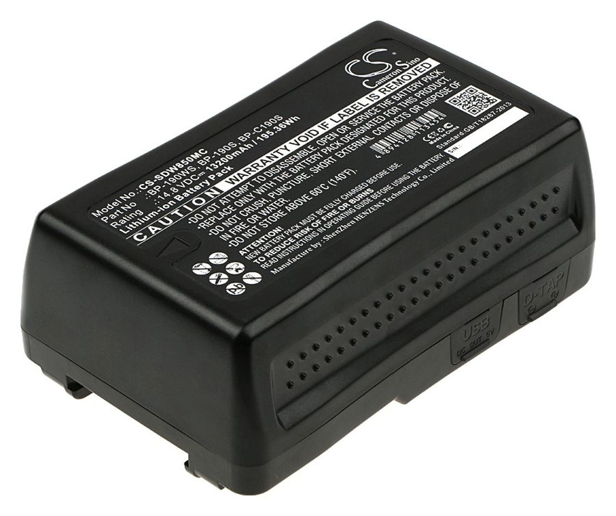 

Аккумулятор CameronSino CS-SDW850MC/BP-190S, BP-190WS, BP-C190S, 13200mAh, 14.8V для Sony DSR-250P, DSR-600P, DSR-650P, HDW-800P, CS-SDW850MC