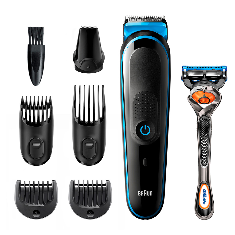 

Триммер Braun MGK5245 + Бритва Gillette, черный/синий (MGK5245), MGK5245 + Бритва Gillette