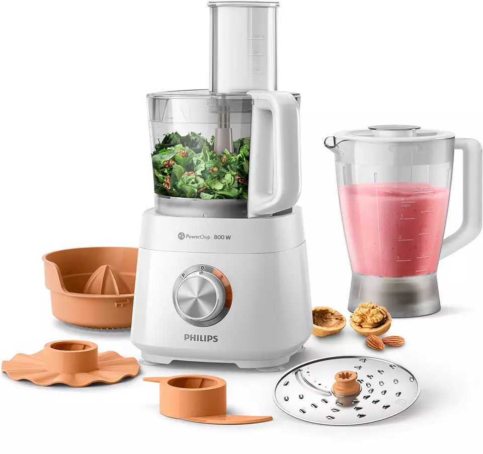 

Комбайн Philips Viva Collection HR7510/00, 800Вт, блендер, соковыжималка для цитрусовых, белый (HR7510/00), HR7510/00