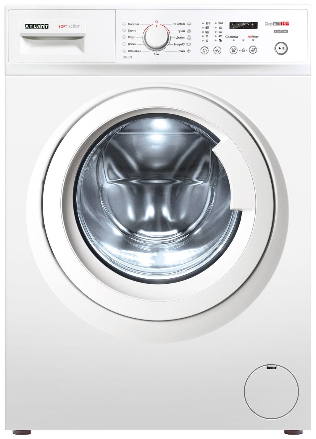

Стиральная машина ATLANT SOFT/ACTION СМА 60У109-00, 6кг, 1000 об/мин, белый (СМА 60У109-00), СМА 60У109-00