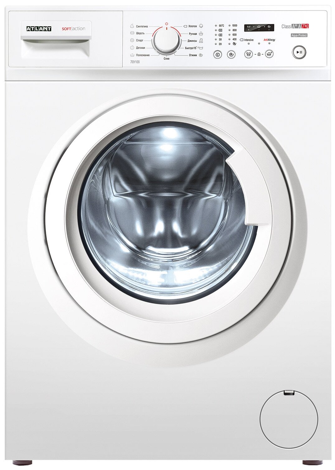 

Стиральная машина ATLANT SOFT/ACTION СМА 70У109-000, 7кг, 1000 об/мин, белый (СМА 70У109-000), СМА 70У109-000