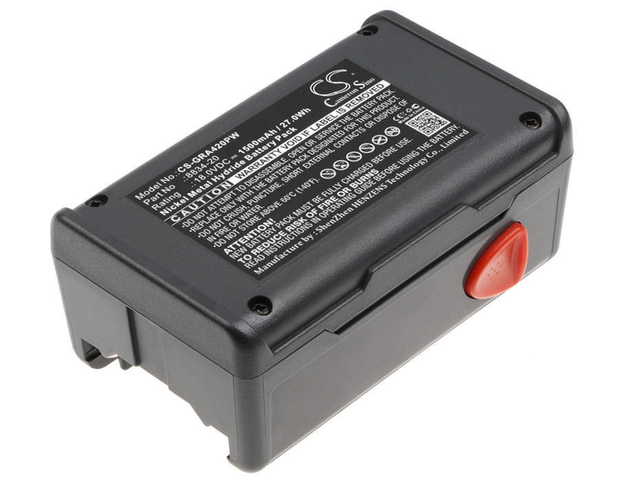 

Аккумулятор CameronSino CS-GRA420PW, 18V, 1.5Ah, Ni-Mh для Gardena EasyCut 42, CS-GRA420PW