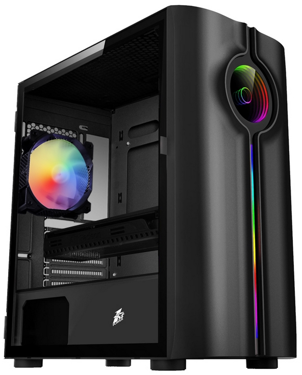 Корпус 1STPLAYER INFINITE SPACE IS3, mATX, Midi-Tower, USB 3.0, RGB подсветка, черный, без БП (IS3-BK-1F2)