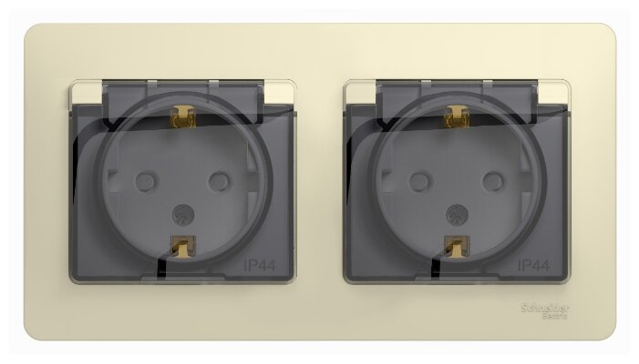 

Розетка Schneider Electric GLOSSA GLOSSA GSL000247, скрытый монтаж, 2-х постовая/модулей: 2, с з/к, со шторками, с крышкой, 16A, в сборе, IP44, бежевый (GSL000247), GSL000247