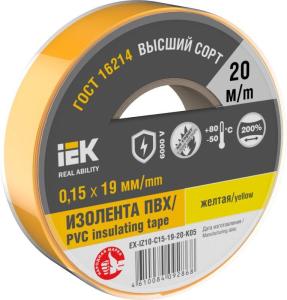 

Изолента ПВХ EX-IZ10-C15-19-20-K05, 150 мкм/1.9 см/20 м, желтая, IEK (EX-IZ10-C15-19-20-K05), EX-IZ10-C15-19-20-K05