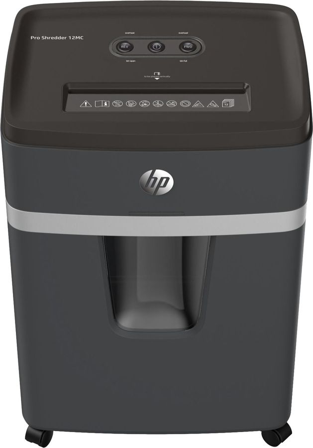 

Шредер HP Pro 12MC, секретность P-5, 160 см/мин., фрагменты - 2мм x 1.5см, 25л, 12 листов, скрепки, скобы, карты, черный (2814), 12MC