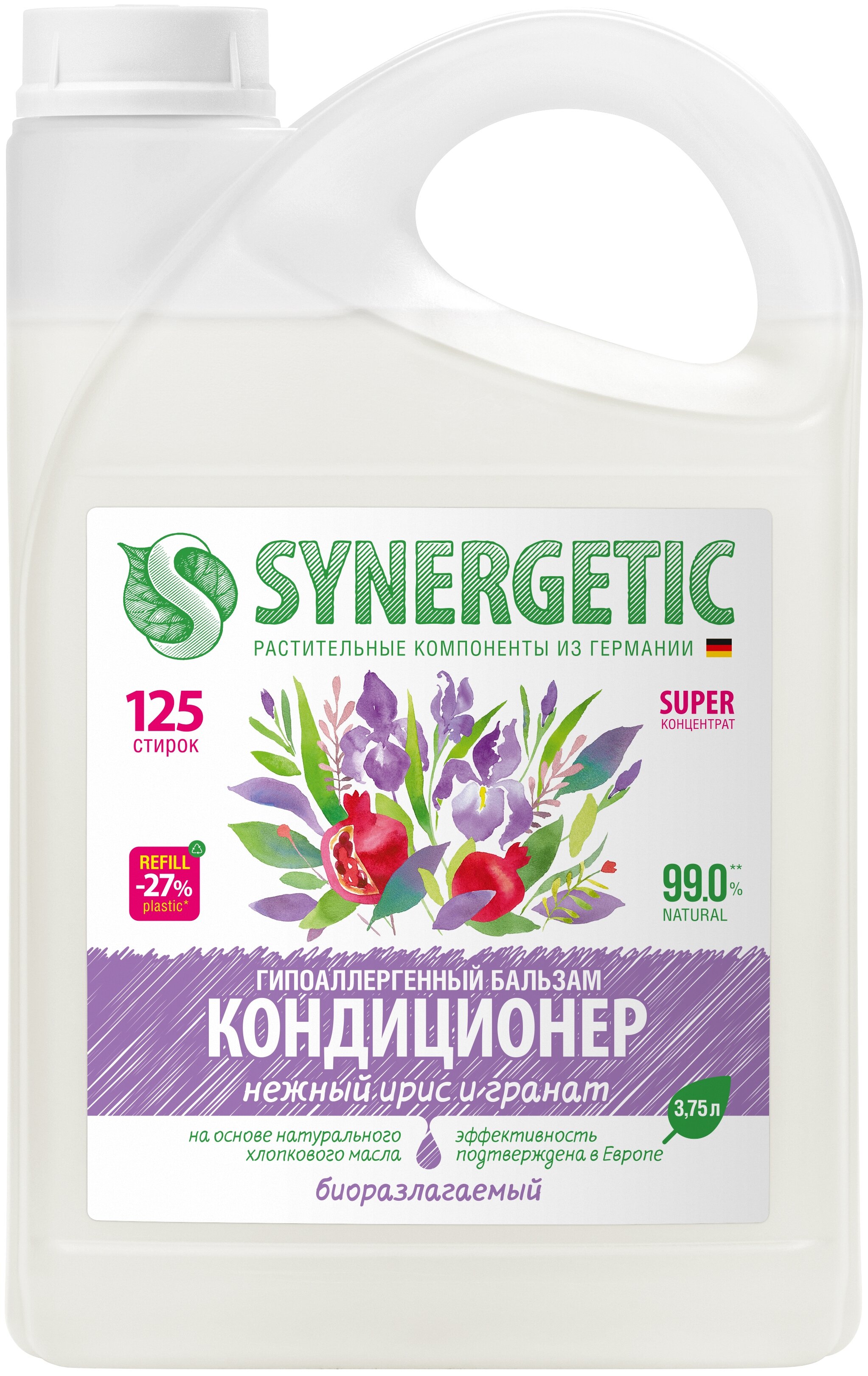 

Кондиционер-бальзам SYNERGETIC "Нежный ирис и гранат", 3.75 л (4607971452300), "Нежный ирис и гранат"