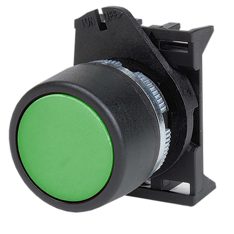 Кнопка плоская без фиксации 22.5мм, зеленый, DKC Quadro (ABHTR2)