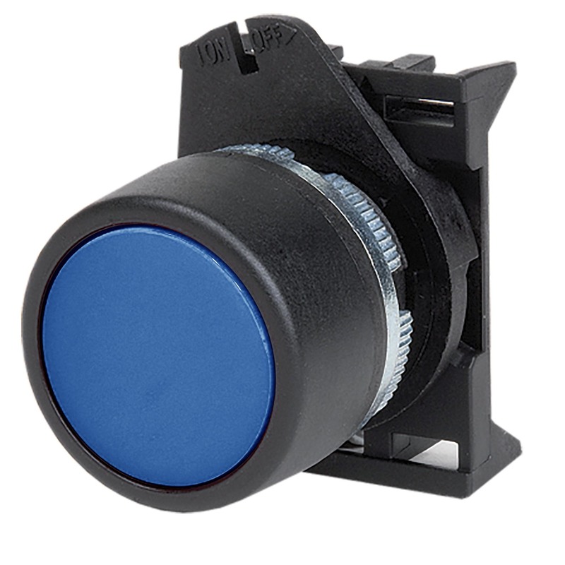 Кнопка плоская без фиксации 22.5мм, синий, DKC Quadro (ABHLR4)