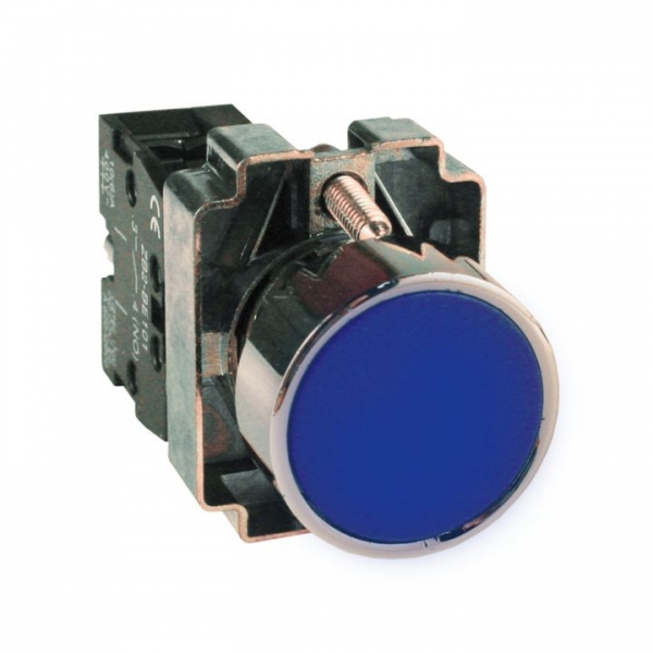 Кнопка плоская без фиксации 22 мм, 1NO, синий, EKF PROxima BA61 (xb2-ba61)
