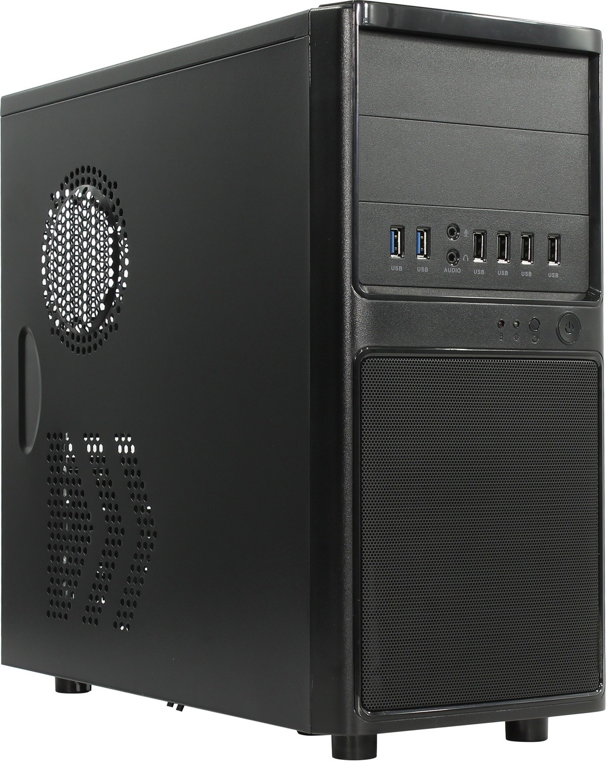 Корпус PowerCool S6012-2U3C-500W, ATX, Midi-Tower, 2xUSB 3.0, 2xUSB Type-C, черный, 500 Вт (S6012-2U3C-500W)