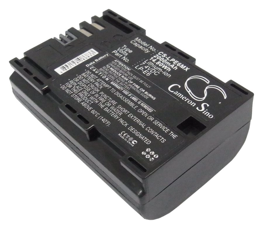 

Аккумулятор CameronSino CS-LPE6MX/LP-E6, LP-E6N, 2000mAh, 7.4V для Canon EOS 5D Mark II/6D/7D/7D Mark II/60D/70D, CS-LPE6MX