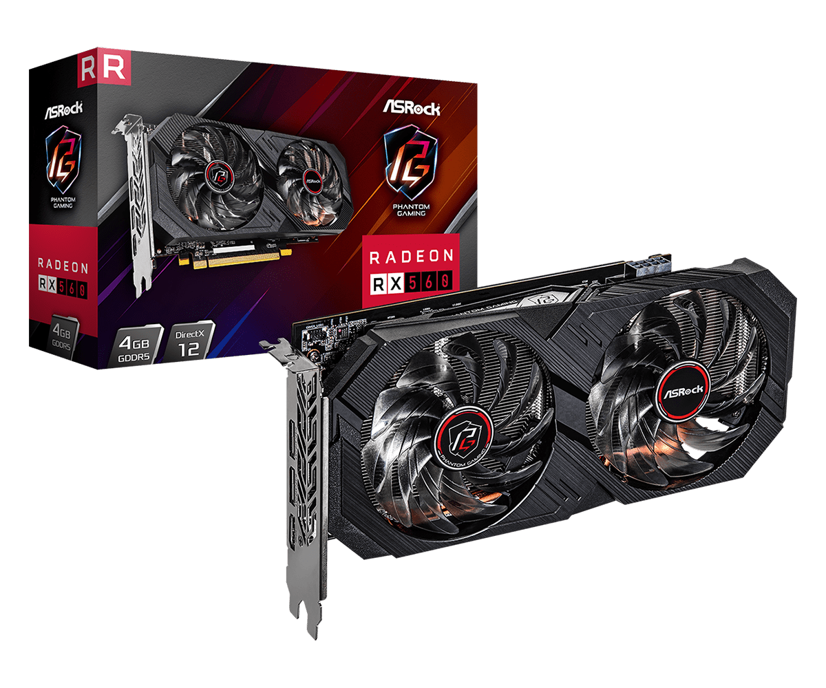 Видеокарта ASRock AMD Radeon RX 560 Phantom Gaming Elite , 4Gb DDR5, 128bit, PCI-E, HDMI, DP, 2miniDP, Retail (RX560 PGE 4G) - фото 1