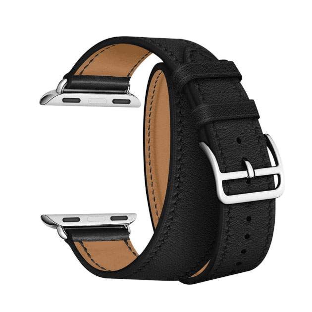 

Ремешок Lyambda Meridiana для Apple Watch, 38-40 мм, кожаный, черный/белый (LWA-01-40-BKP)