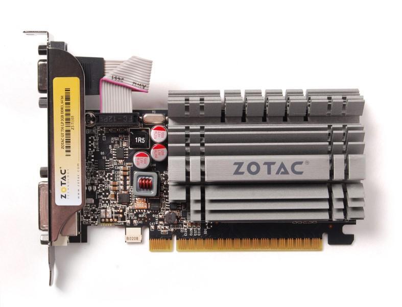 Видеокарта ZOTAC NVIDIA GeForce GT730, 2Gb DDR3, 64bit, PCI-E, VGA, DVI, HDMI, Retail (ZT-71113-20L)