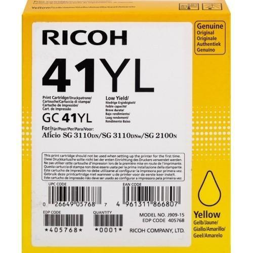 

Картридж струйный Ricoh GC41YL (405768), желтый, оригинальный, ресурс 600 страниц для Ricoh Aficio SG 2100N / 3110DN / 3110DNw, GC41YL