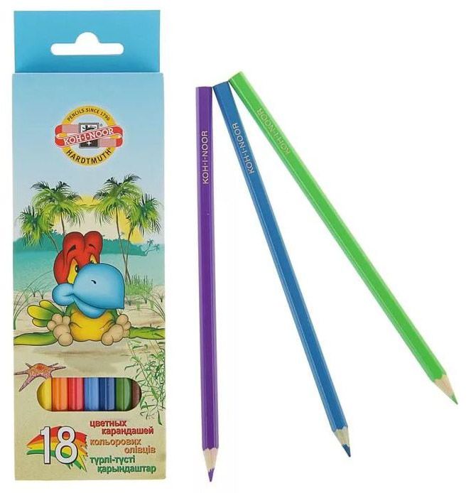 

Набор цветных карандашей KOH-I-NOOR BIRDS, шестигранные, 18 шт., заточенные (3553018001KSRV)
