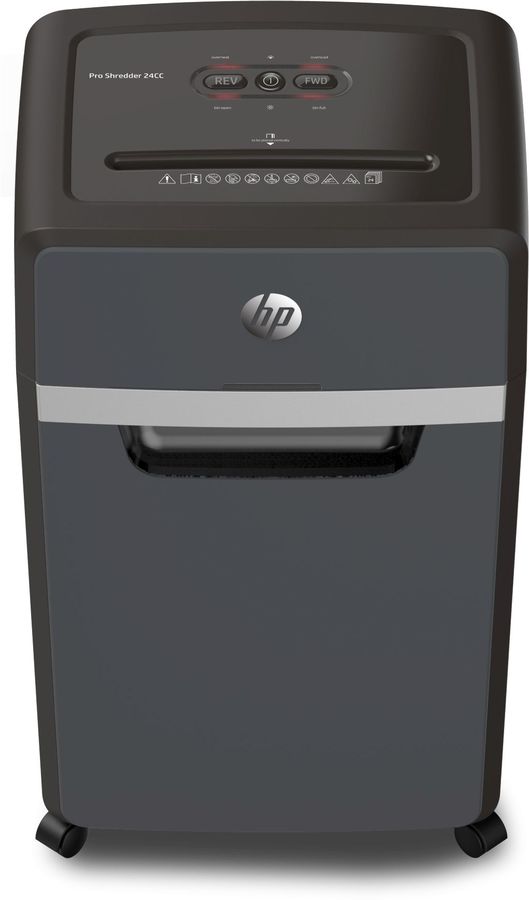 Шредер HP Pro 24CC, секретность P-4, 160 см/мин., фрагменты - 4мм x 3.5см, 30л, 24 листов, скрепки, скобы, карты, черный/серебристый (2815)