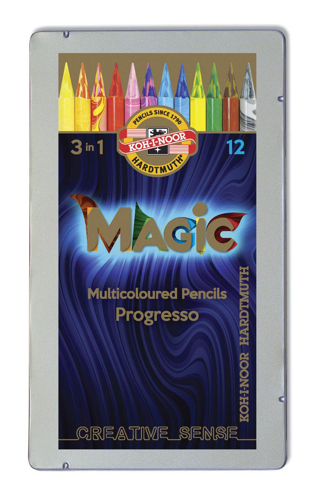 

Набор цветных карандашей KOH-I-NOOR Progresso Magic 8772, круглые, 12 шт., заточенные (8772012004PL), 8772