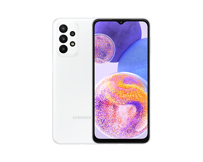 

Смартфон Samsung Galaxy A23, 6.6" 1080x2408 PLS, Qualcomm Snapdragon 680, 4Gb RAM, 64Gb, 3G/4G, NFC, Wi-Fi, BT, 4xCam, 2-Sim, 5000mAh, USB Type-C, Android 12, белый (SM-A235FZWUSKZ), Galaxy A23