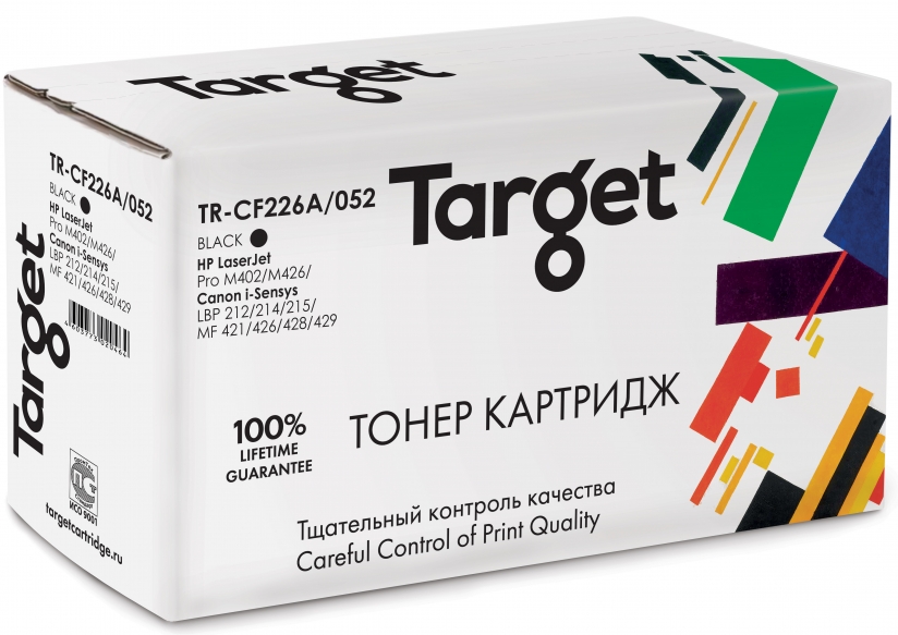 

Картридж лазерный Target TR-CF226A/052 (052 /CF226A), черный, 3100 страниц, совместимый для Canon LJ Pro M402/M426/i-SENSYS LBP-210/212/214/215/MF420/421/426/428/429 с чипом