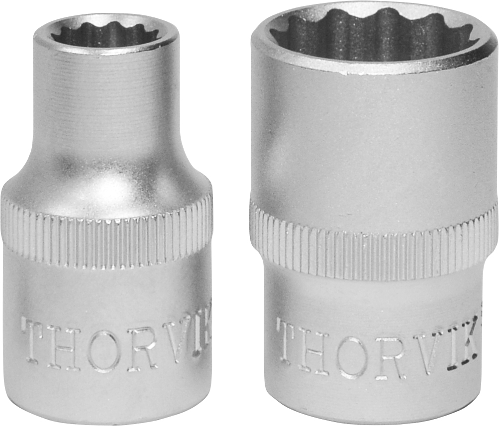 

Головка торцевая Thorvik, 12-гранная, 18мм, 1/2", высота 38мм (FS21218)