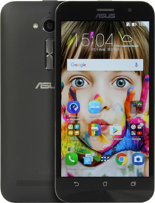 Смартфон ASUS ZenFone Go ZB500KL-1A049RU, 5" 1280x720, MSM8916, 2Gb RAM, 16Gb, 3G/4G, WiFi, BT, GPS, 2xCam, 2-Sim Micro, Android 6.x, черный (90AX00A1-M00720) Б/у, потёртости на корпусе, на экране защитное стекло со сколами и небольшими трещинами