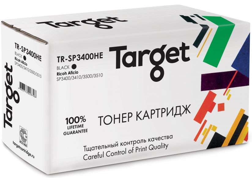 

Картридж лазерный Target TR-SP3400HE (SP3400HE), черный, 5000 страниц, совместимый для Ricoh Aficio SP3400N / SP3410DN / SP3400SF / SP3410SF / Aficio SP3500N / SP3510DN / SP3500SF / SP3510SF с чипом