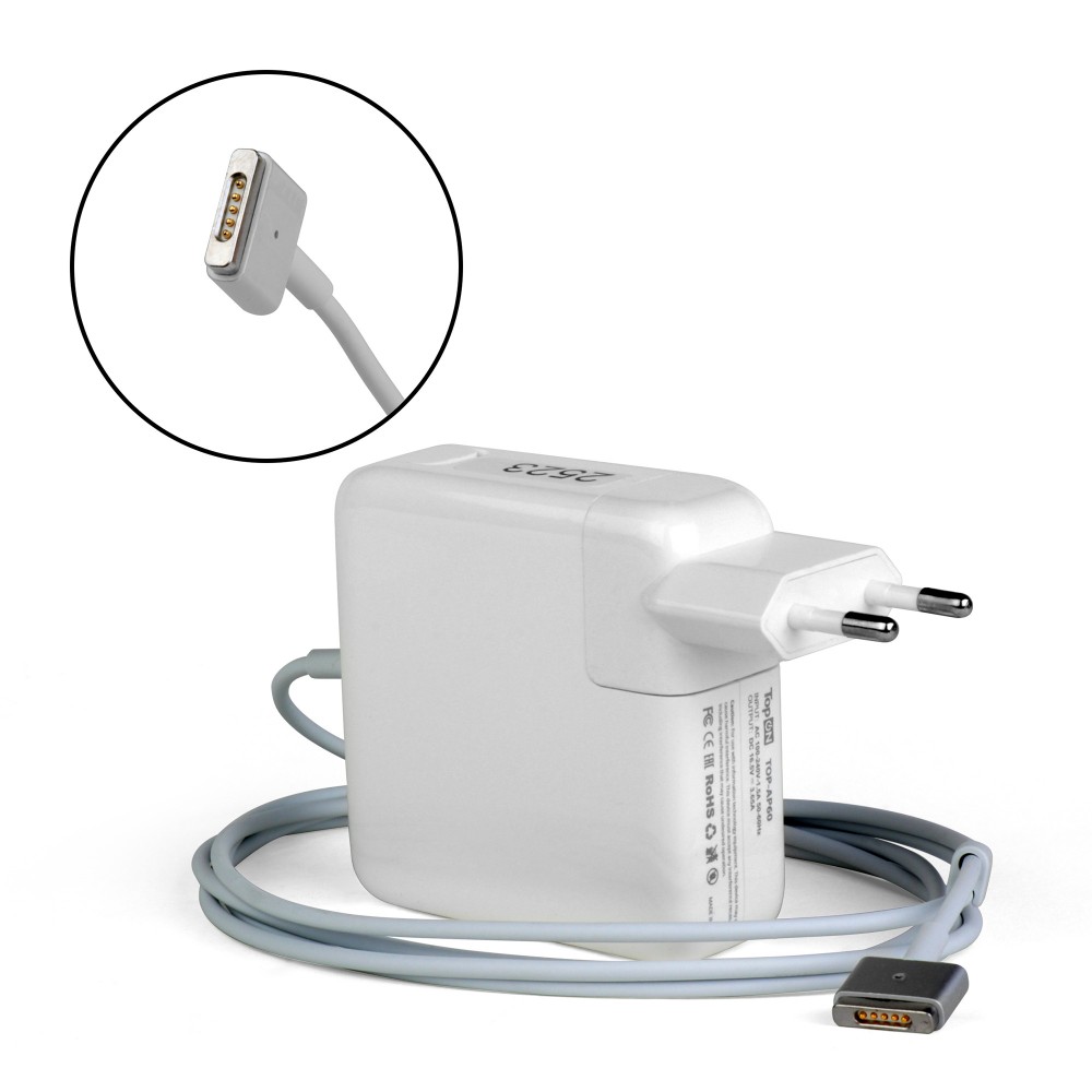 

Адаптер питания ноутбука сетевой TopON для Apple , 60Вт, 16.5V, 3.65A, белый (TOP-AP60)