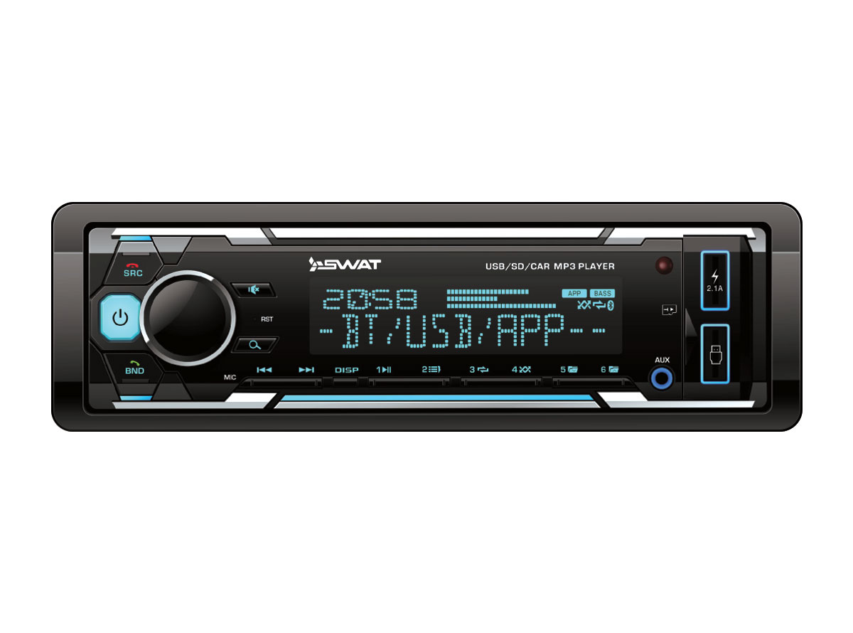 Автомагнитола Swat WX-2101UB, 1 DIN, 4x50 Вт, черный