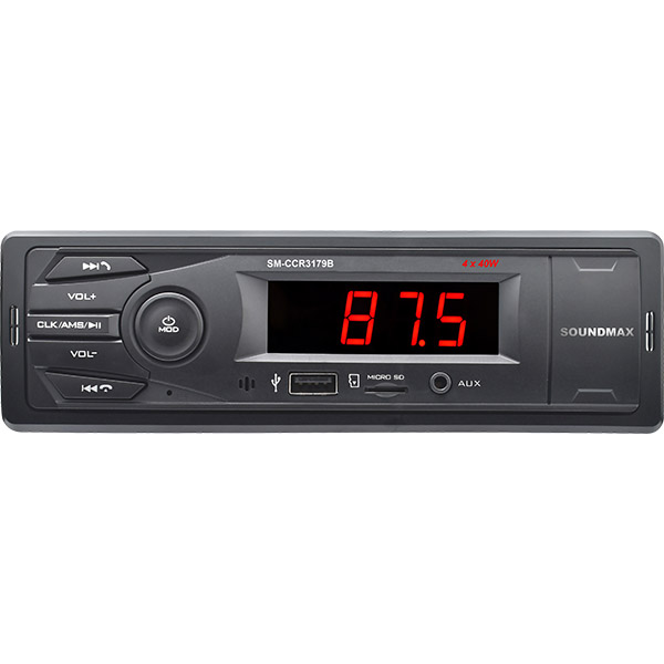 Автомагнитола SoundMAX SM-CCR3179B, 1 DIN, 4x40 Вт, USB, черный (1734642)