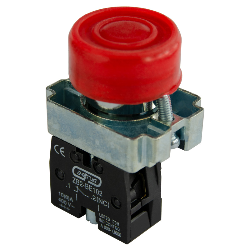 Кнопка плоская без фиксации 22 мм 1NC, красный, ЭНЕРГИЯ XB2-BP42 (Е0901-0017)