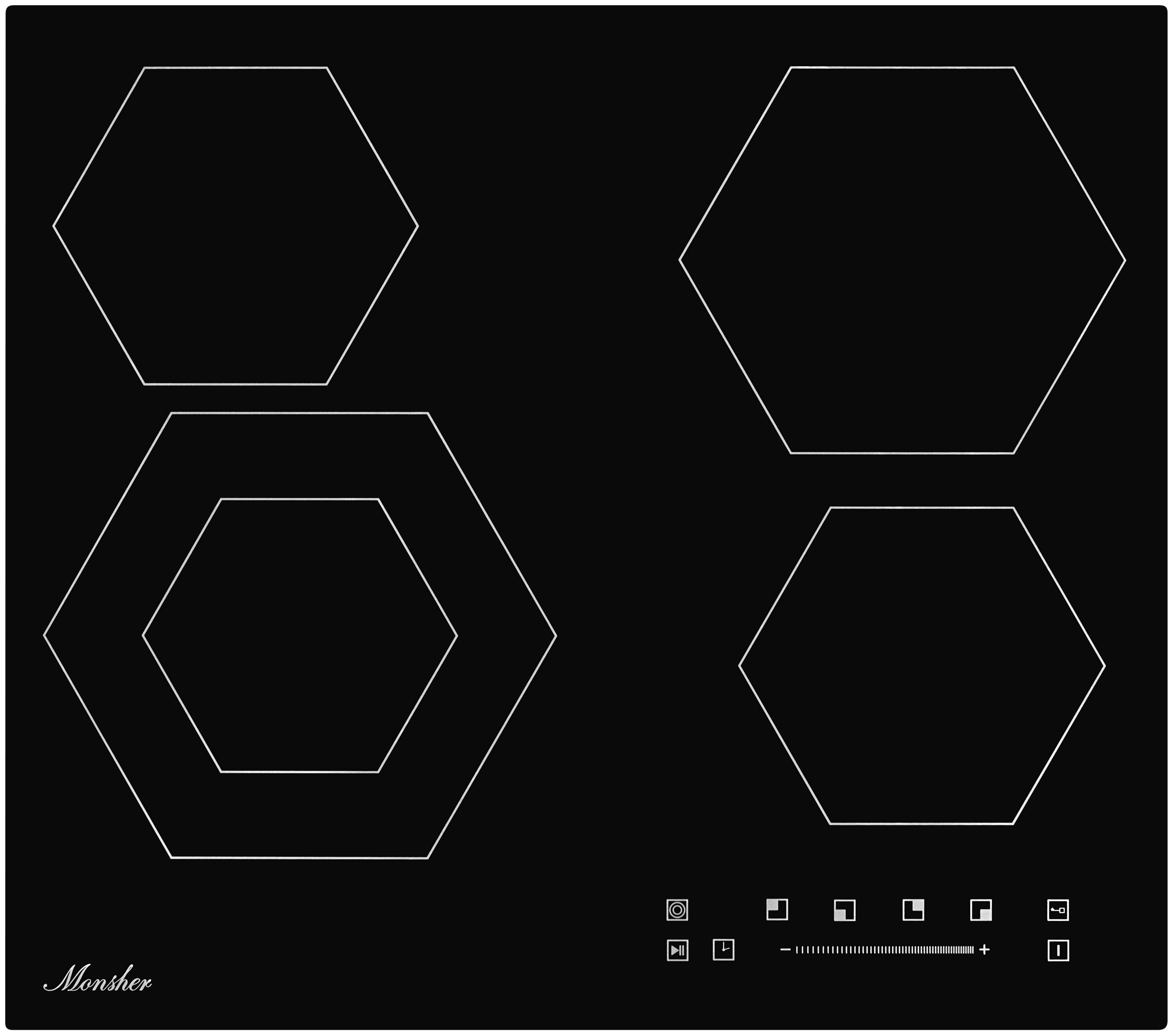 

Электрическая варочная панель Monsher MHE 6012, 4 конфорки, черный (Monsher MHE 6012), Черная, 6012