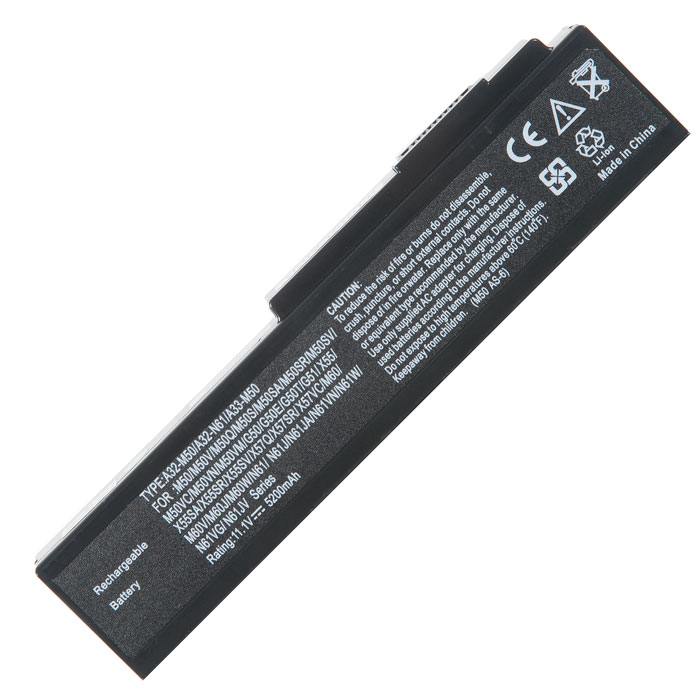 

Аккумуляторная батарея A32-M50 для Asus M50, M60, M70, G50, G51, G60, VX5, L50, M51, X55, Pro56, Pro72, N61, X64, 11.1V, 5200mAh, черный, A32-M50