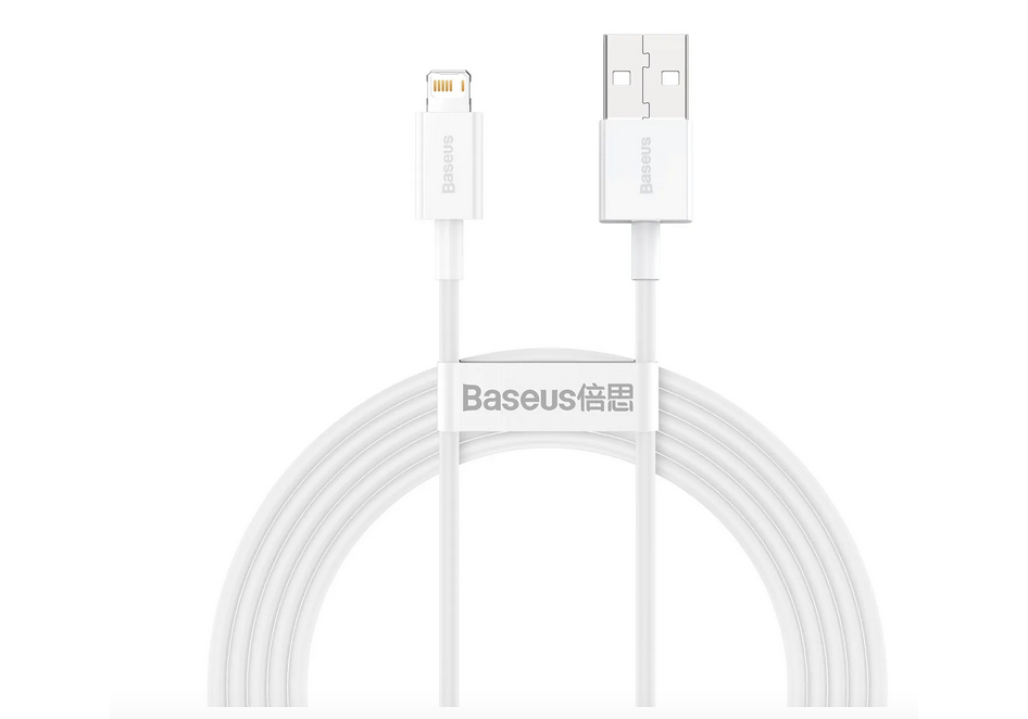 

Кабель Lightning 8-pin-USB, экранированный, 2.4A быстрая зарядка, 25см, белый Baseus Superior Series (CALYS-02)