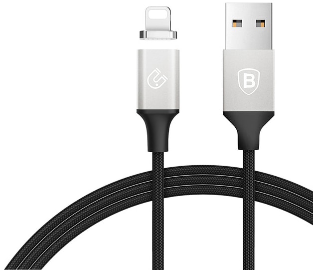 

Кабель Lightning 8-pin(m)-USB 2.0(Am), 2.4A, 1.2м, черный/серебристый Baseus Series Magnetic (CALNP-S1)