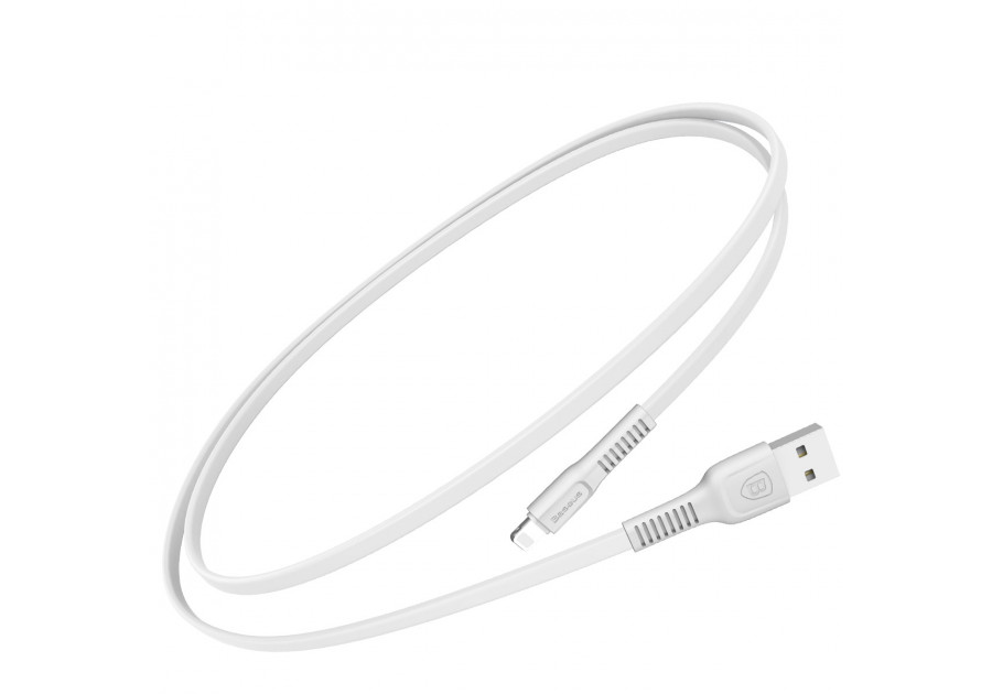 

Кабель Lightning 8-pin(m)-USB 2.0(Am), плоский, 2A, 1м, белый Baseus (CALZY-B02), 0