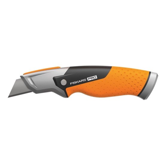 Нож монтажный, лезвие: 19мм / фиксированное / трапециевидное, Fiskars Pro CarbonMax (1027222)