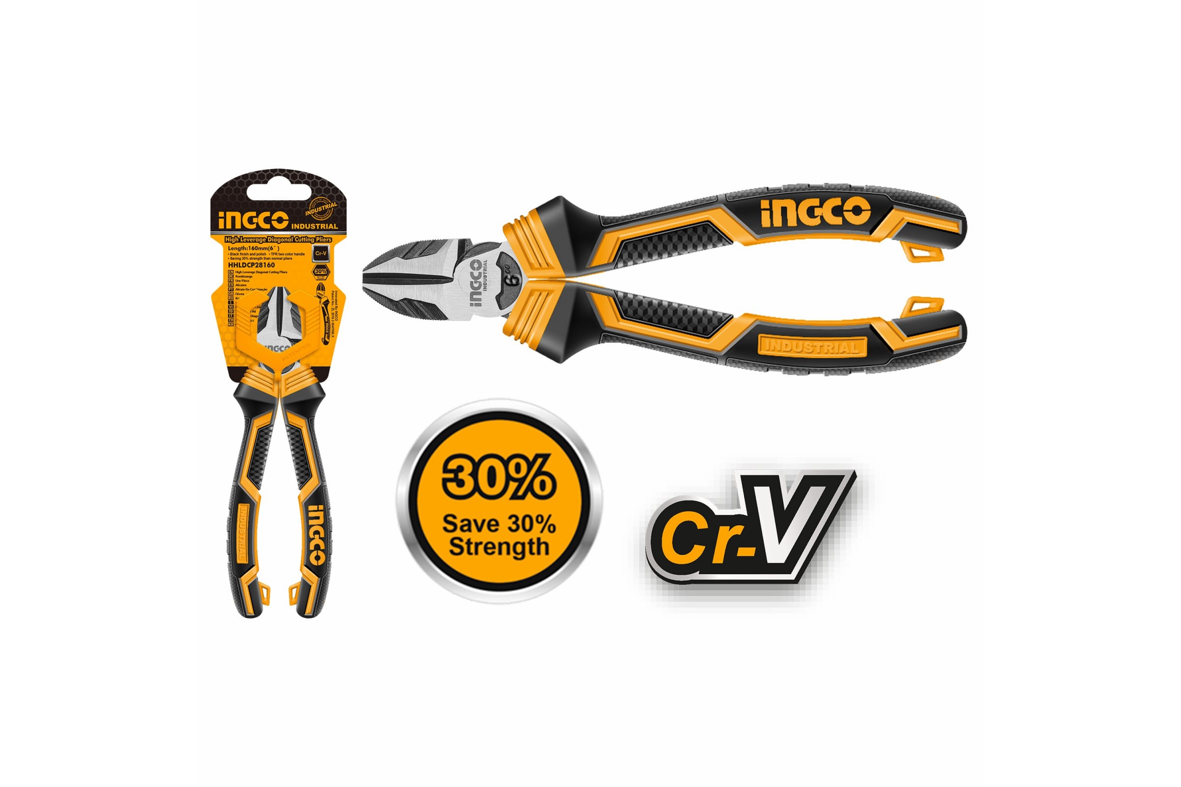 

Кусачки боковые 160мм, CrV, рукоятки двухкомпонентные, INGCO INDUSTRIAL, HHLDCP28160