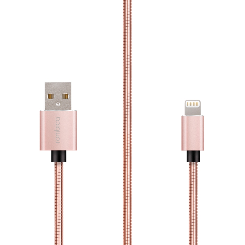 

Кабель Lightning 8-pin(m)-USB 2.0(Am), экранированный, 1м, розовый Rombica Digital CB-IS02 (CB-IS02), CB-IS02