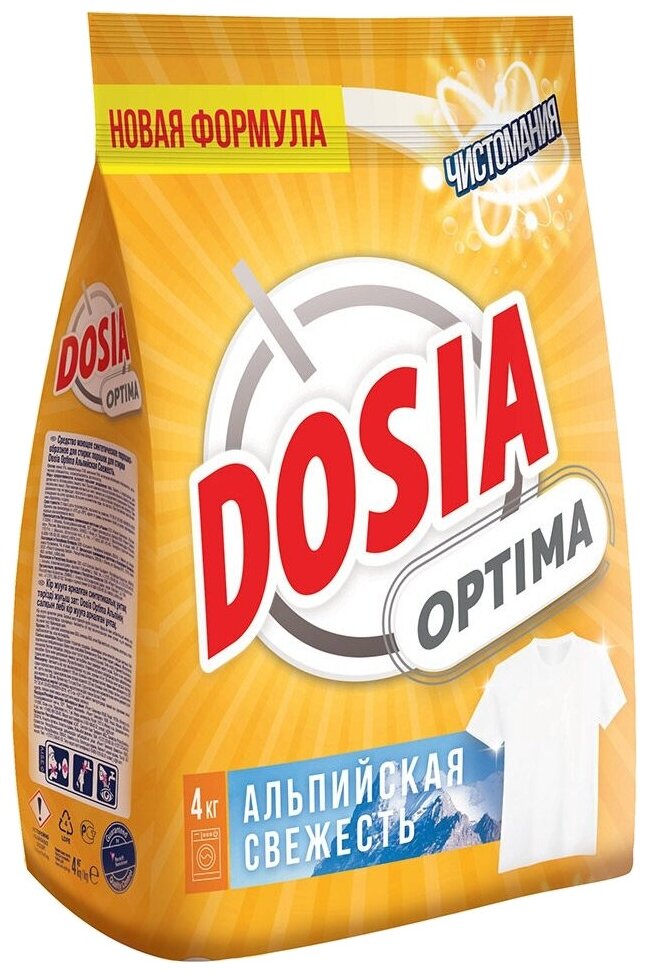 

Стиральный порошок Dosia Optima, для ручной стирки, для машинной стирки, для цветных тканей, для синтетических тканей, для белых и светлых тканей, для хлопковых тканей, 12кг (3119069), Optima