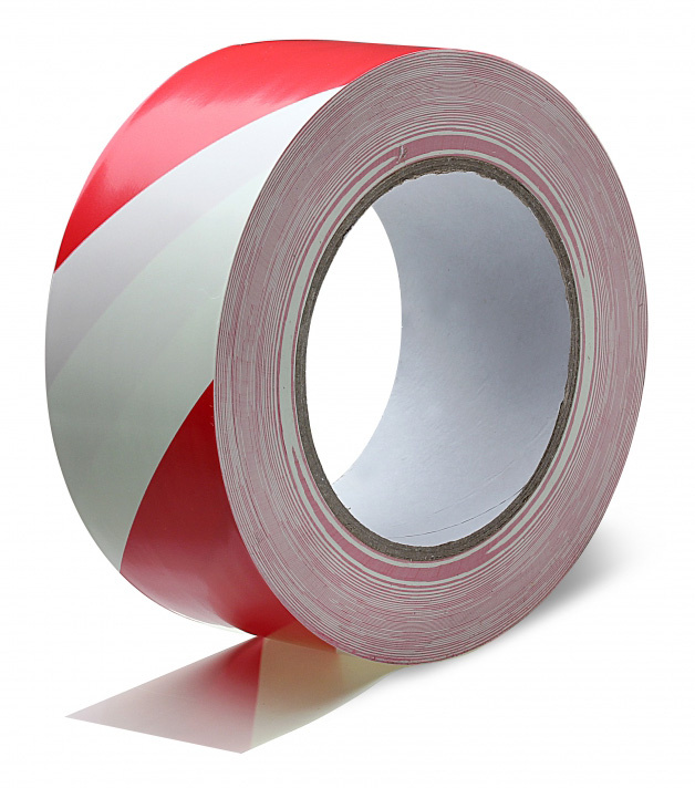 Клейкая лента разметочная 5 см x 50 м односторонняя, ПВХ, белый/красный, Unibob 60885