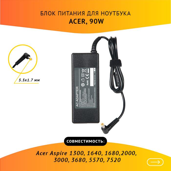 

Адаптер питания ноутбука сетевой PA-1900-24 для Acer, 90Вт, 19V, 4.74A, черный, PA-1900-24