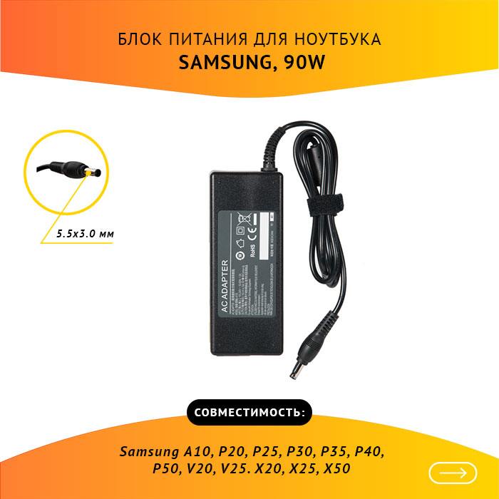 Адаптер питания ноутбука сетевой AD-9019 для Samsung, 90Вт, 19V, 4.74A, черный