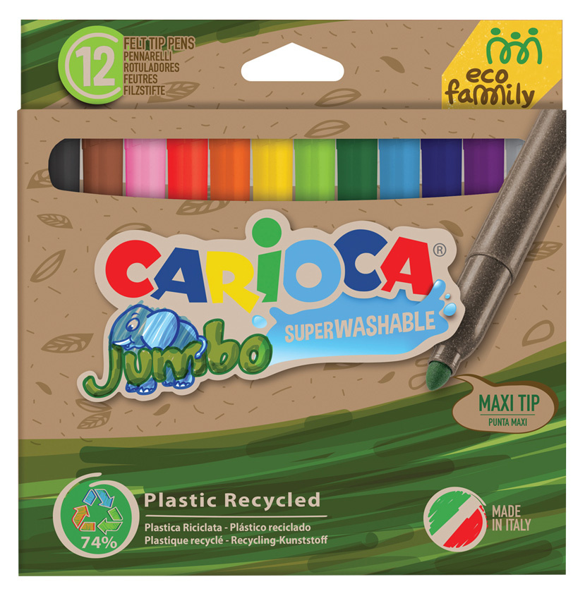 

Фломастеры смываемые Carioca JUMBO, 12 шт. (43101), JUMBO