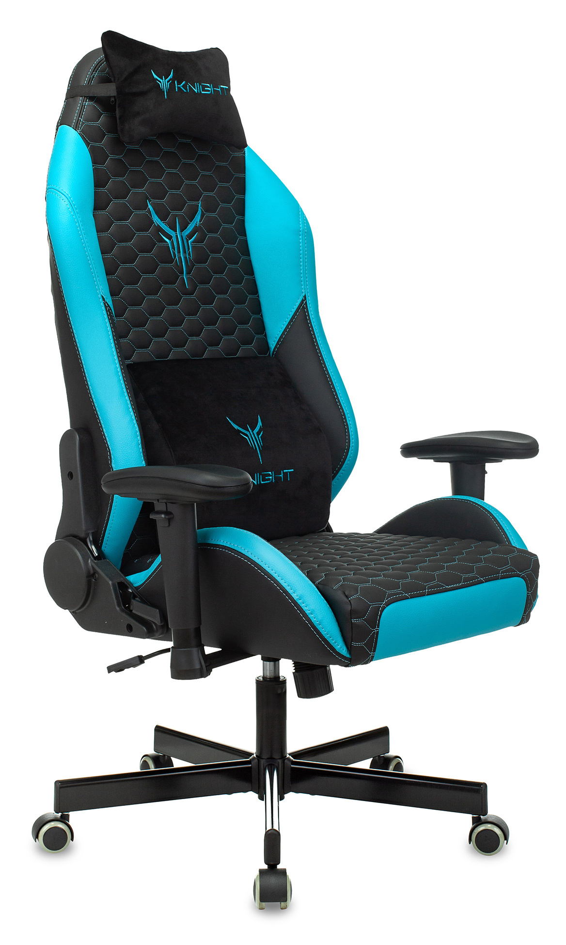 Кресло игровое Бюрократ Knight Neon, черный/голубой