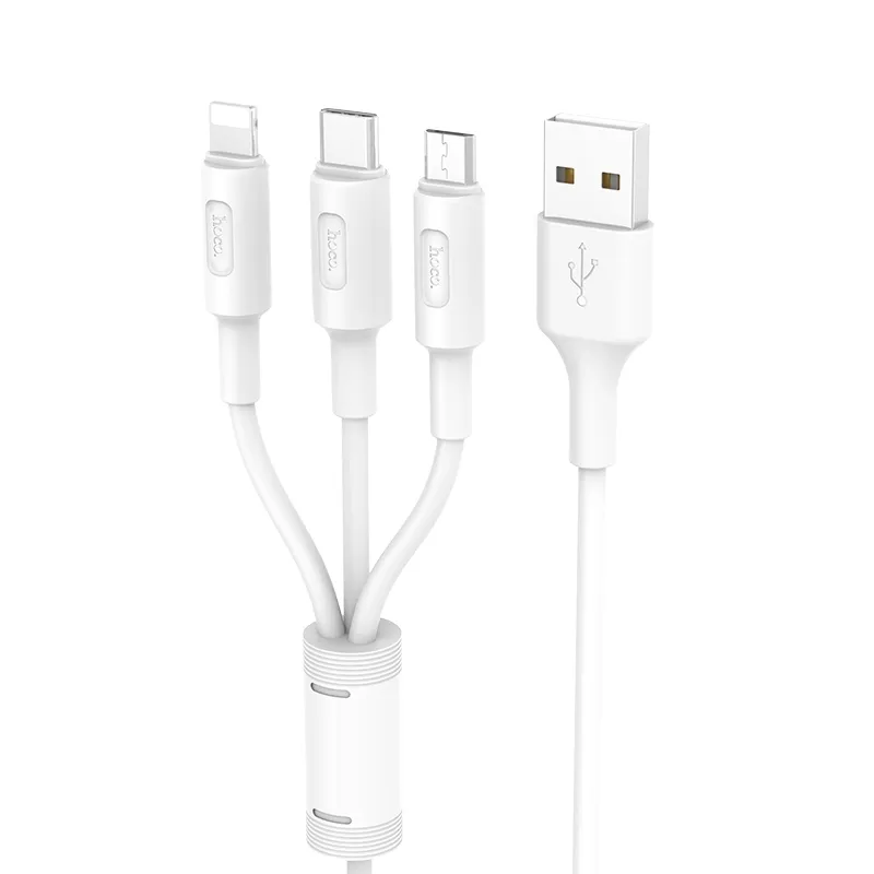 

Кабель USB-Lightning 8-pin+Lightning 30-pin+Micro USB, 2A, 1м, белый HOCO Soarer X25 (80176), X25